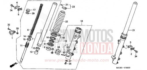 FOURCHETTE AVANT XL650V5 de 2005